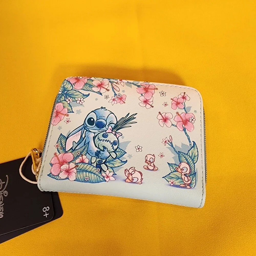 Loungefly Disney Lilo and Stitch Scrump Ducks Ducklings Floral Zip Wallet NEW